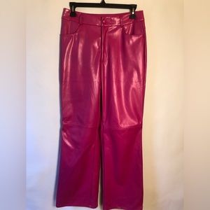 Pink Pleather Baggy Pants